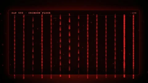Abstract Red Digital Data Stream with Falling Binary Code on Dark Background Vídeos de archivo 344774318