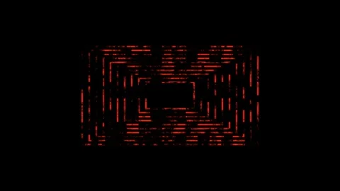 Abstract Red Digital Glitch Patterns with Vertical Lines during Darkness Video stock 341719696