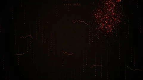 Abstract red digital particle cloud floating over dark background with falling Stock Footage 344776105