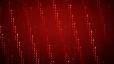 Abstract red digital rain with falling binary code and alphanumeric characters Stock Footage 341834057