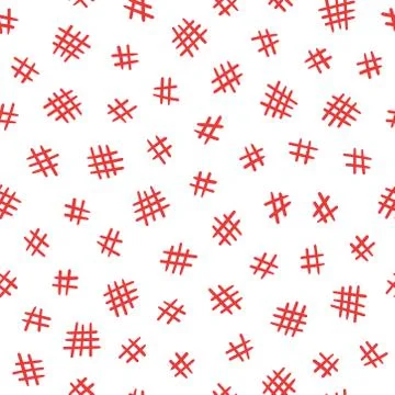Abstract red doodle grid seamless pattern Stock Illustration