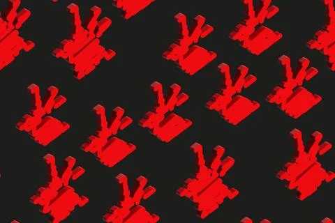 Abstract Red Doodles Seamless Pattern on Black Illustrazione stock