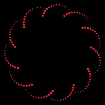 Abstract Red Dotted Circular Spiral Frame on Black Background Stock Illustration