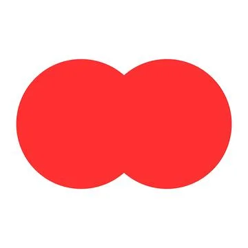 Abstract red double circle shape symbolizing connection or unity on a white.. Stock Illustration