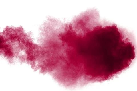 Abstract red dust splattered on white background. Red powder explosion.Free.. Stock Illustration