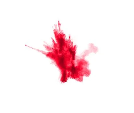 Abstract red dust splattered on white background. Red powder explosion.Free.. Stock Illustration
