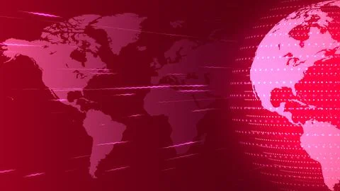 Abstract red earth globe world map news background full screen Ilustração Stock