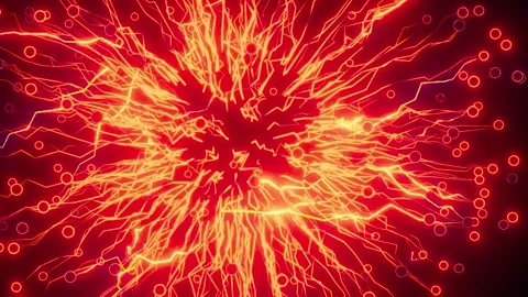 Abstract red energy field with pulsating bright lines and spheres in motion Stock-Footage 341801597