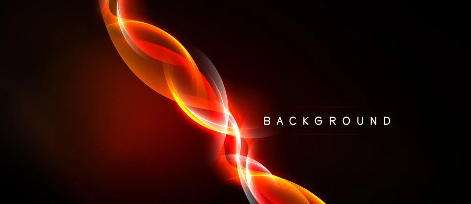 Abstract red energy flow. Dynamic curves, glowing lines, dark background crea Stock Illustration