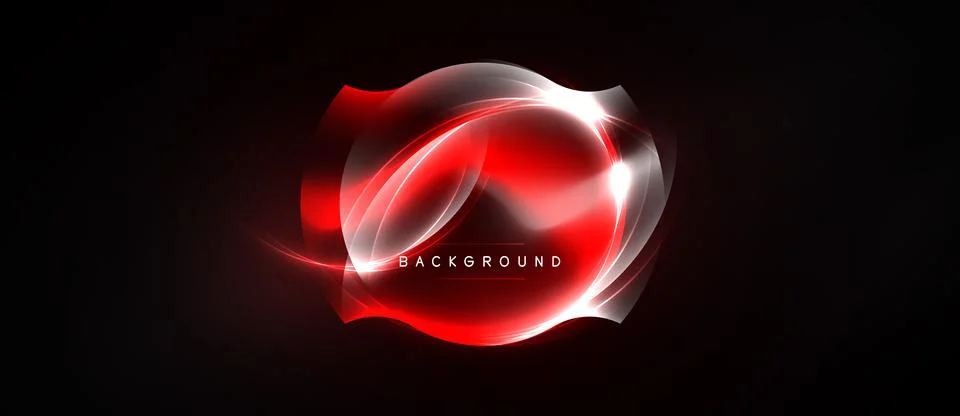Abstract red energy flow. Dynamic light shapes create glowing effect over dar Stock Illustration