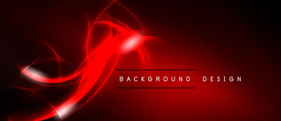 Abstract red energy flows, dynamic curves, dark background. Modern design Illustrazione stock