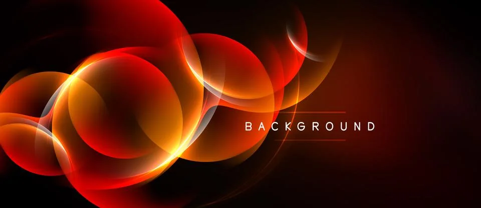 Abstract red energy flows over dark background. Dynamic curves create glowing Illustrazione stock