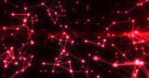 Abstract red energy lines plexus triangles magical bright glowing futuristi.. Illustrazione stock