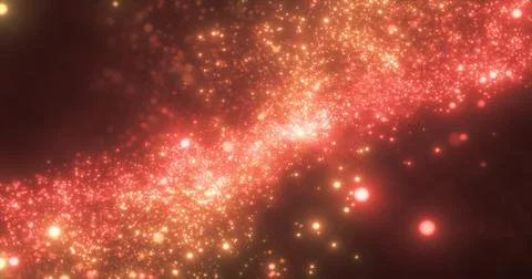 Abstract red energy magic round particles round with bokeh effect glowing bac Illustrazione stock