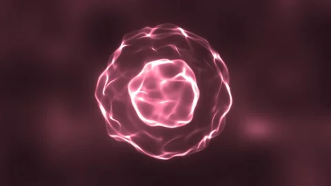 Abstract red energy round sphere glowing with particle waves hi-tech digita.. Stock Footage 234621525