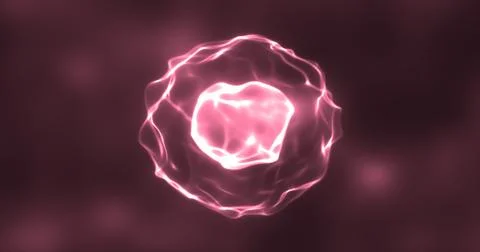 Abstract red energy round sphere glowing with particle waves hi-tech digital  Ilustración de archivo
