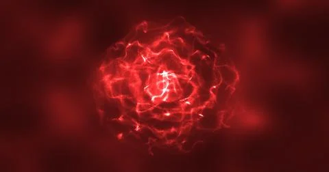 Abstract red energy round sphere glowing with particle waves hi-tech digita.. Stock Illustration