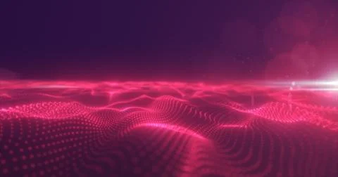 Abstract red energy surface with magic waves of particles and points with a.. 스톡 일러스트
