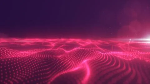 Abstract red energy surface with magic waves of particles and points 스톡 일러스트
