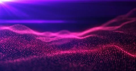 Abstract red energy waves from particles of futuristic hi-tech glowing back.. Ilustración de archivo
