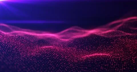 Abstract red energy waves from particles of futuristic hi-tech glowing back.. Stock Illustration