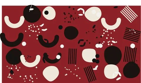 Abstract red faces with black and white eyes Stock Illustration