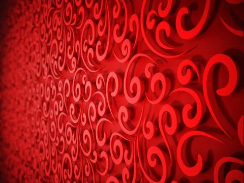 Abstract red floral background. 3D illustration Stock Illustration
