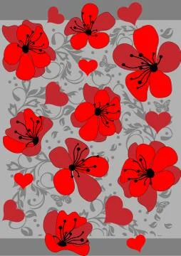 Abstract red floral pattern background Stock Illustration