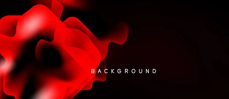 Abstract red flow, dark background. Smooth shapes create dynamic visual impac Stock Illustration