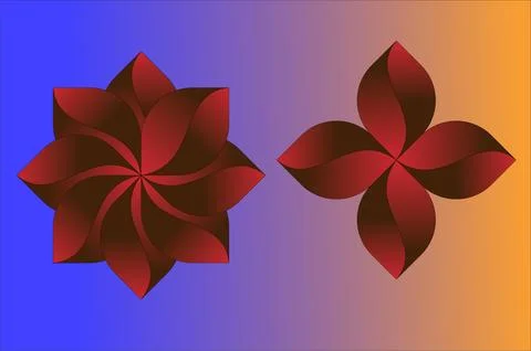 Abstract Red Flower Geometric Design with Gradient Background Vector Ilustração Stock