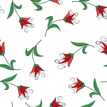 Abstract red flower on a white background Stock Illustration