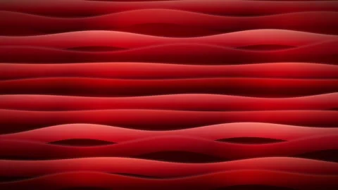 Abstract red flowing waves animation with smooth undulating lines on a dark Stock Footage 346217040