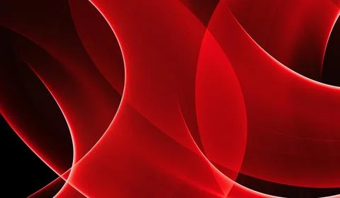 Abstract red flowing waves with glowing edges on a black background Stock Illustration