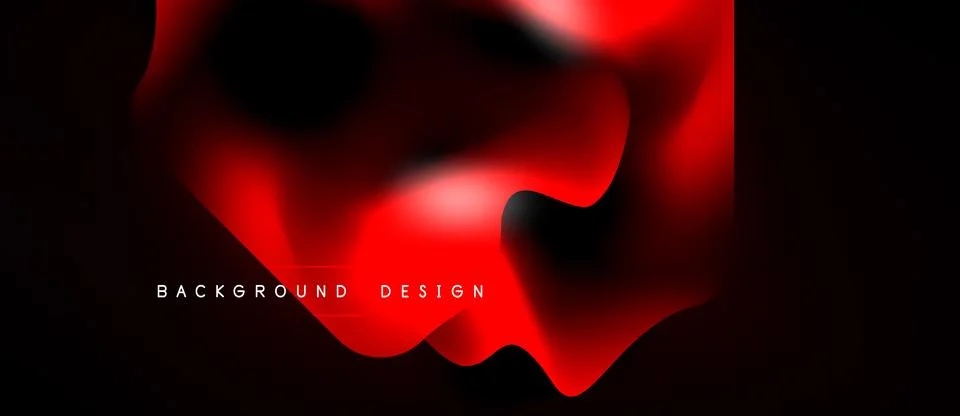 Abstract red fluid shape over black background. Modern design element, vibran Stock Illustration