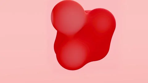 Abstract Red Fluid Shape on Soft Pink Background Stock Footage 277005527