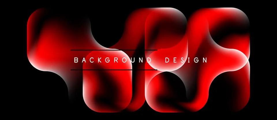 Abstract red fluid shapes form word YES over black background. Modern design Stock Illustration
