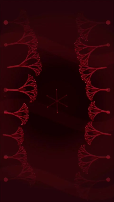 Abstract Red Fractal Tree Pattern Dark Background Stock Footage 346197866