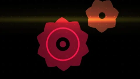 Abstract red gear animation with light pulses on dark background. Stock Footage 334510454