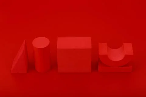 Abstract red geometric background with copy space. High angle view of red Fotos de archivo