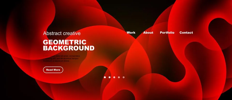 Abstract red geometric background. Website header design with text, navigatio Illustrazione stock