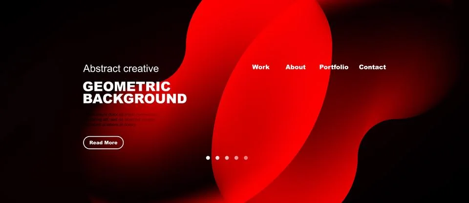 Abstract red geometric background. Website mockup with navigation elements. 스톡 일러스트
