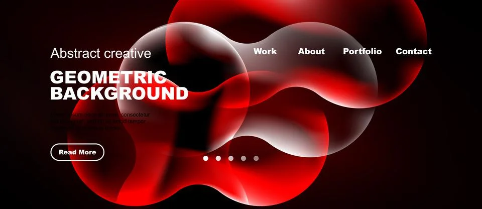 Abstract red geometric background. Website header design features flowing s.. Stock Illustration
