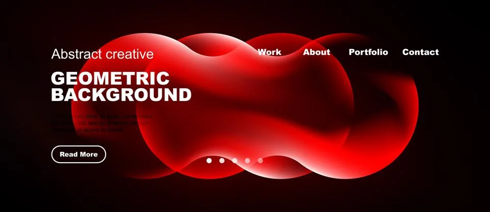 Abstract red geometric background. Website header design features navigation, Illustrazione stock