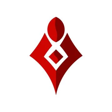 Abstract Red Geometric Crest Symbol Stock Illustration