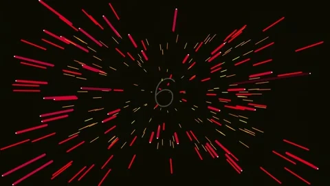 Abstract red geometric data lines radiating from a central glowing number n.. Stock Footage 342117001
