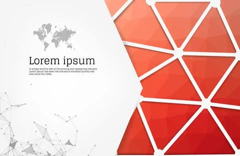 Abstract Red geometric design template with triangular polygonal background.  Stock Illustration