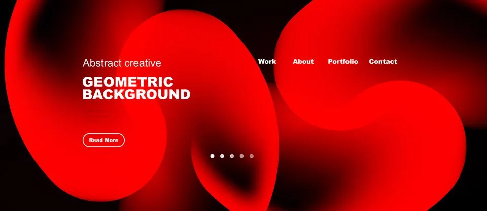Abstract red geometric design. Website header features text, navigation, bu.. Stock Illustration