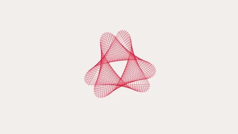 Abstract red geometric line pattern pulsating in a rhythmic motion on cream.. Stock-Footage 342583097