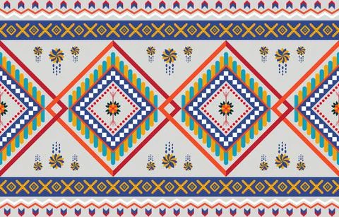 Abstract red geometric native pattern seamless vector.Repeating geometric bac Stock Illustration