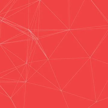 Abstract Red Geometric Network Background with White Connected Lines and Low Illustrazione stock